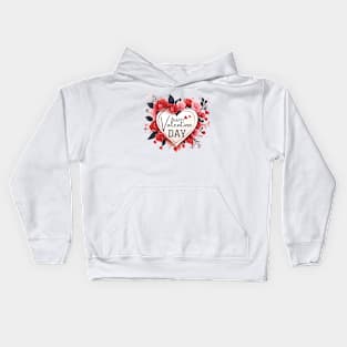 Blooms of Love: A Valentine's Embrace. 'Happy Valentine Day' whispers within an intricate heart. Perfect for heartfelt gifts Kids Hoodie